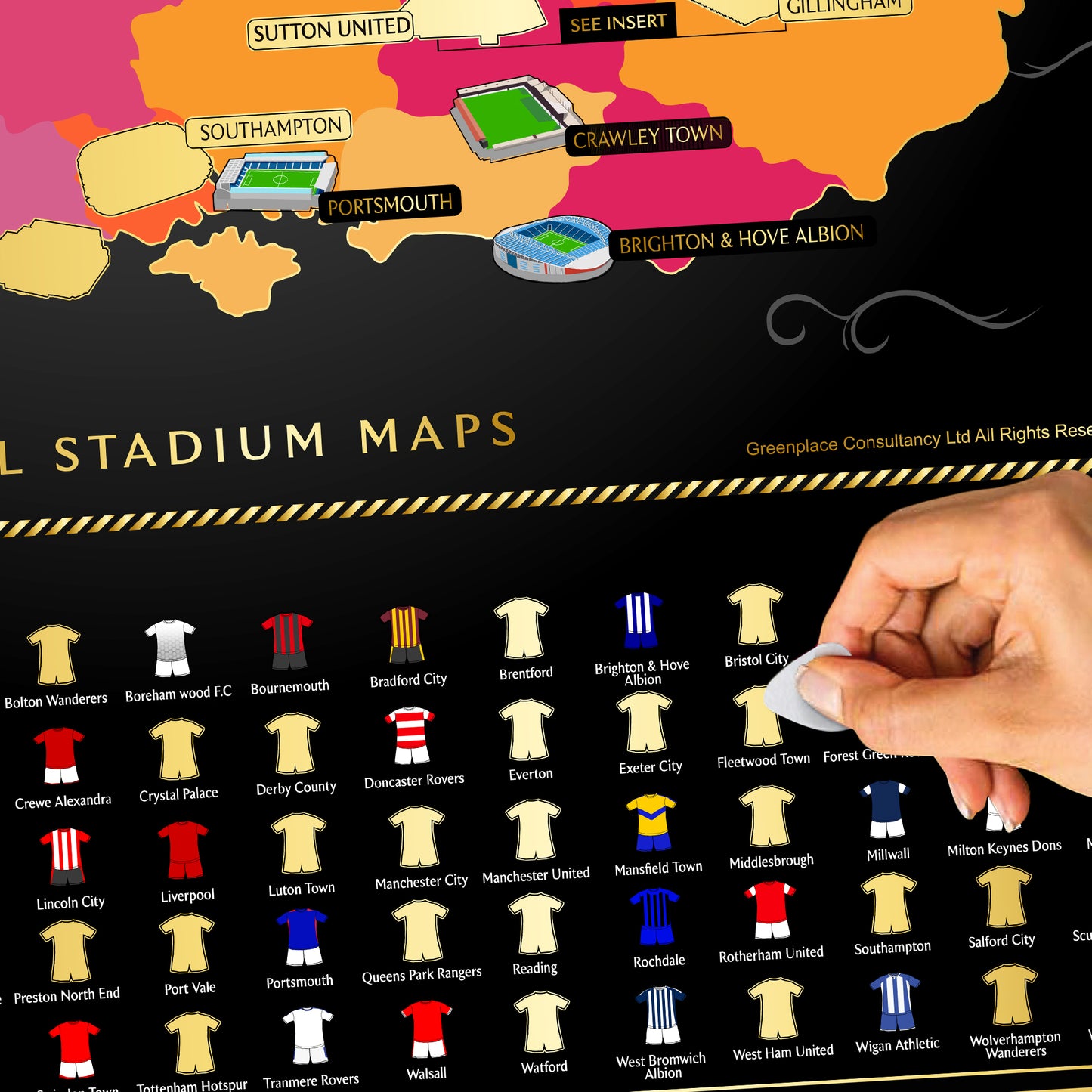 England Football Stadium Scratch-Off Map 25/26