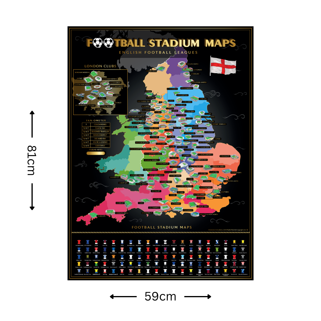 England Football Stadium Scratch-Off Map 25/26