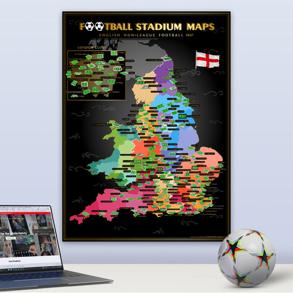 England Non League Football Stadium Scratch-Off Map