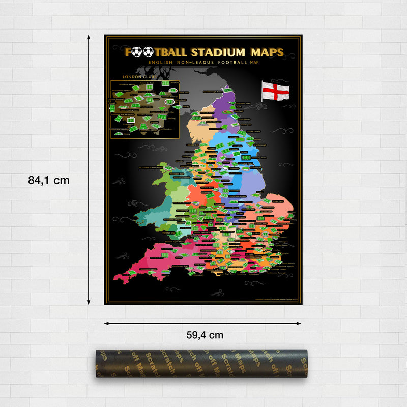 England Non League Football Stadium Scratch-Off Map