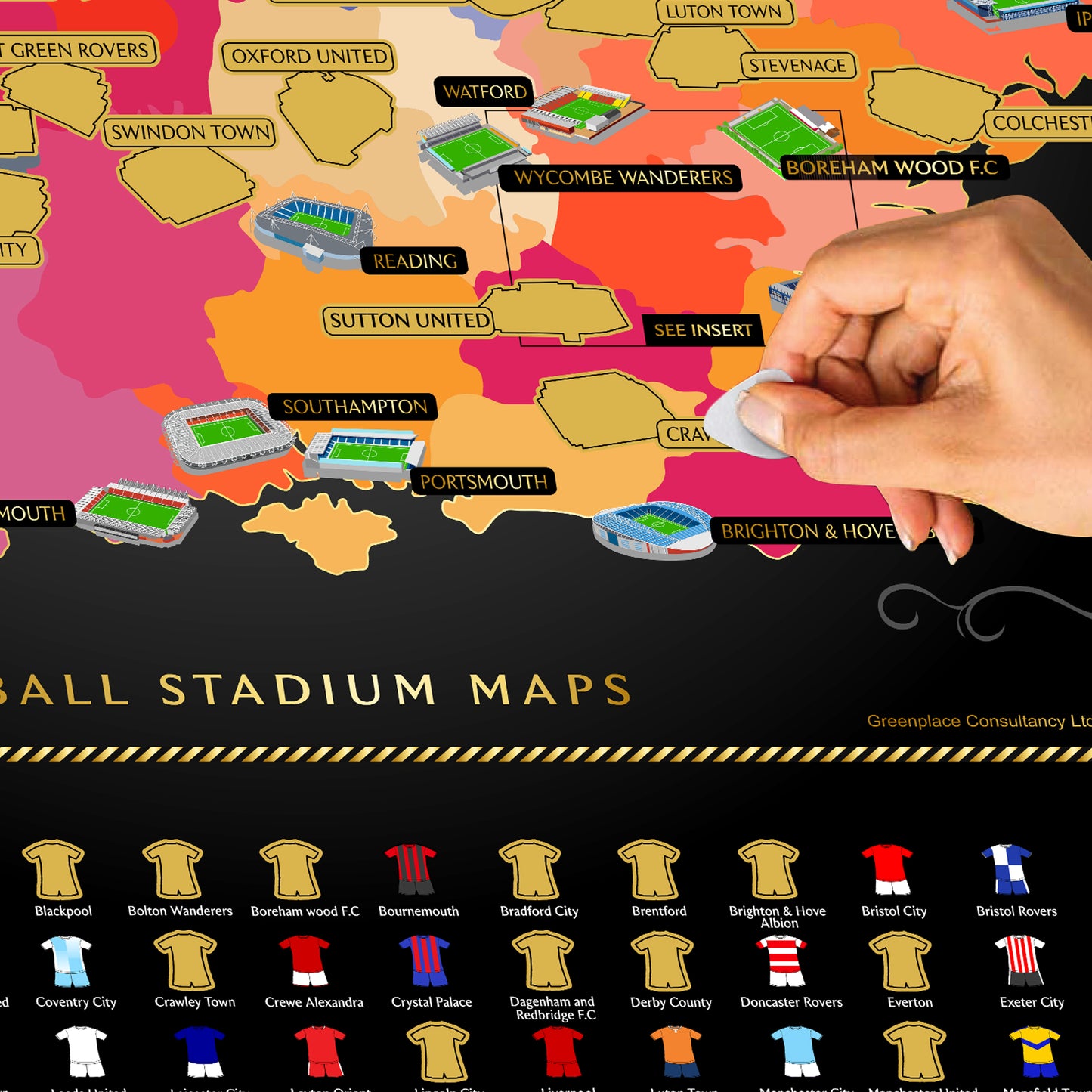 England Football Stadium Scratch-Off Map